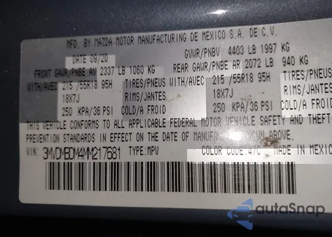 2021 Mazda Cx-30 Premium from USA, damaged, VIN 3MVDMBDM4MM217681